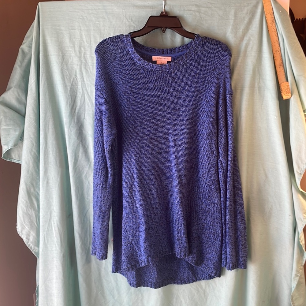 Philosophy Womens Sweater S Heathered Blue